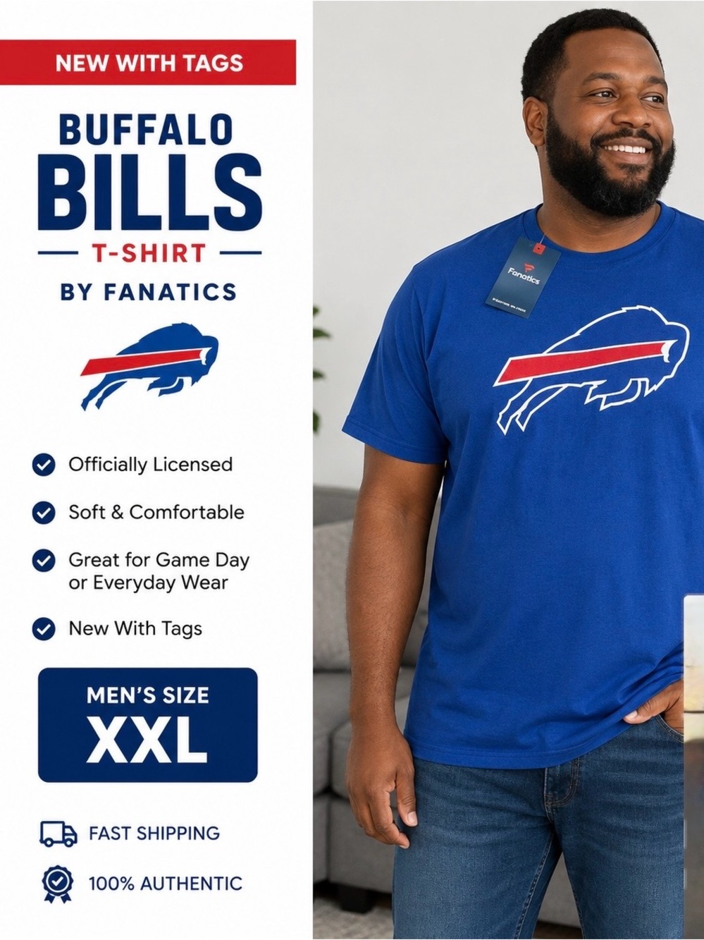 Fanatics NFL Blue Buffalo  Bills Hamlin Graphic Tee 
Size XXL create new-New-